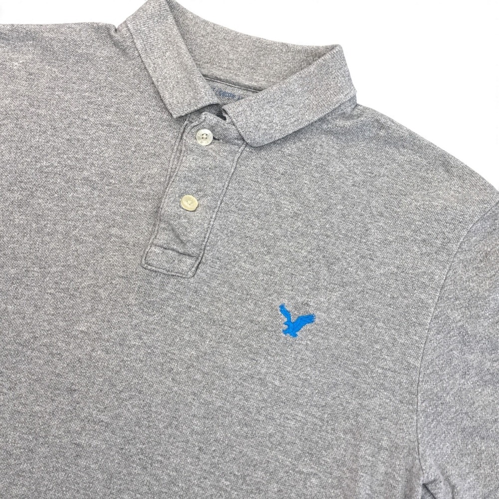 American‎ Eagle Polo Shirt Mens Size Small Gray Blue Embroidered Logo Casual